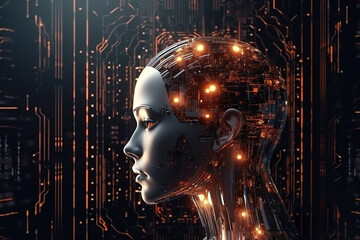 Cybernetic woman representing the concept of artificial intelligence