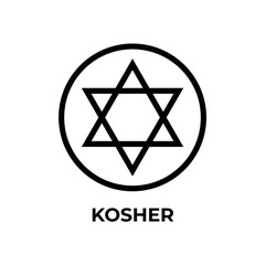 Kosher Certified symbol. International symbol of kosher food. Packaging concept.