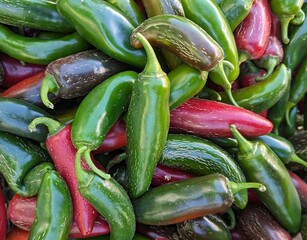 locally grown green and red peppers