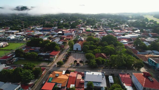Beautiful aerial Footage of the San Blas Church in Nicoya Guanacaste in Costa Rica