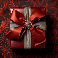 Schön verpackte rote Geschenke zu Weihnachten mit einer schönen Schlaufe