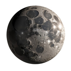 black and white moon sides , 3d moon on transparent background PNG image