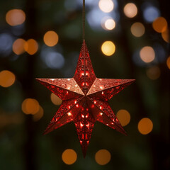 Roter Weihnachtsstern mit unscharfem Bokeh