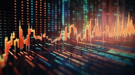 Generative AI, stock market chart lines, financial graph on technology abstract background represent financial crisis, financial meltdown. Technology concept, trading market concept.