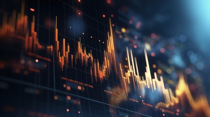 Generative AI, stock market chart lines, financial graph on technology abstract background represent financial crisis, financial meltdown. Technology concept, trading market concept. - obrazy, fototapety, plakaty