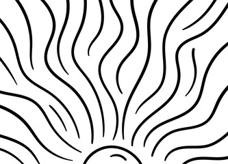 hand drawn sun concept on white background. hand drawn wavy lines
