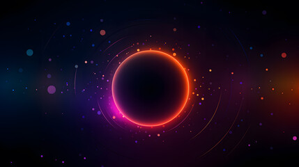 Circular background made with neon circles and lines, cosmic landscape