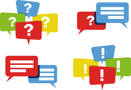 Set of chat room speech bubbles with question marks.  Stock vector illustration