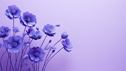 Fototapeta na wymiar a bunch of purple flowers are in a vase on a purple background. generative ai