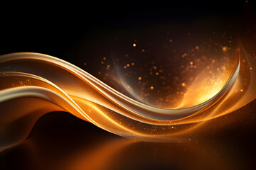 Abstract golden waves on black background wallpaper