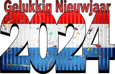 Happy New Year 2024 with Netherlands flag inside - Illustration,
2024 HAPPY NEW YEAR NUMERALS