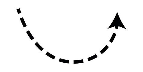 Dashed arrow set. Vector doodle dot line. Thin pointer arrows