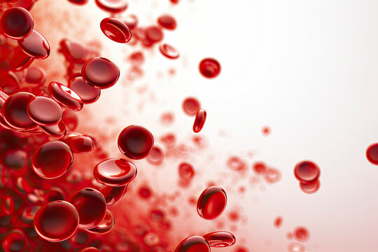 super macro scene with blood red corpuscles into the artery