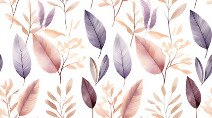 Autumn leaves watercolor seamless pattern