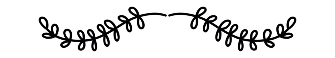 Floral text dividers. Tree branches with leaves and flowers. Vector hand drawn laurel clipart