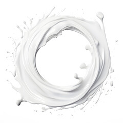 Whirlpool circle of white milk or cream liquid isolated on white background