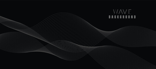 Black Vector Background design with Wavy Lines