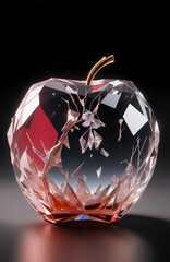 水晶で装飾されたガラスの林檎