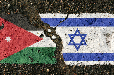 On the pavement are images of the flags of Israel and Jordan, as a symbol of confrontation.