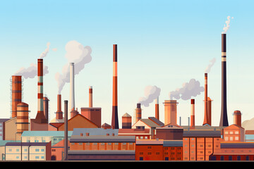 Chimneys and silos of a factory