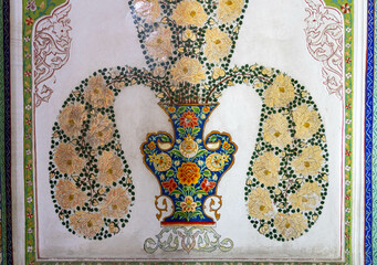 Usbekistan - Buchara: Sommerpalast des letzten Emirs Said Alim Khan - Details der Wandgestaltung