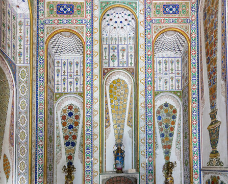 Usbekistan - Buchara: Sommerpalast des letzten Emirs Said Alim Khan - Details der Wandgestaltung