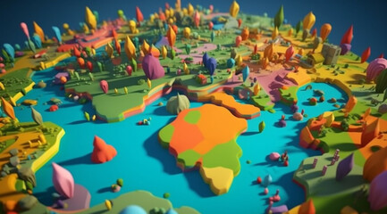 World map,created with Generative AI technology.