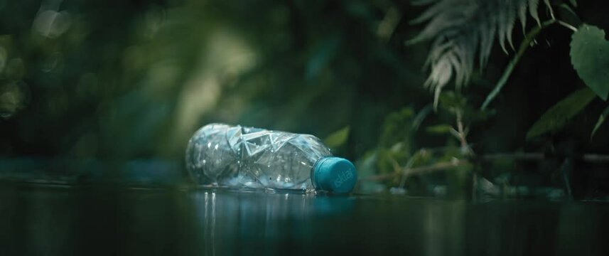Plastic bottle in water.
