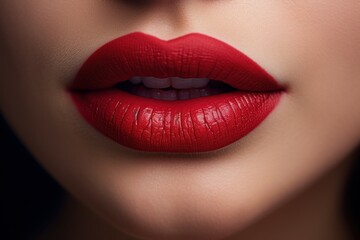 Obraz premium Delicate Beautiful female lips. Model care kiss. Generate Ai