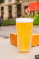 a glass of beer close up