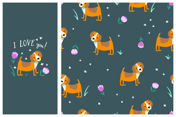 Beagle dog background and card