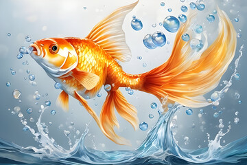 goldfish jumping out of water