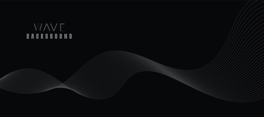 Black Vector Background design with Wavy Lines