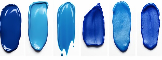 Blue paint brush stroke smear color texture swatch background lipstick white smudge isolated. Brush makeup navy paint cosmetic design blue interior abstract dark brushstroke line classic pattern swipe