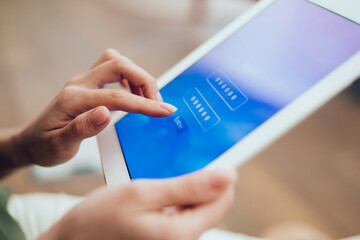 Crop woman authorizing in personal app