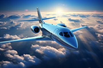 A sleek private aircraft soaring through the sky. Generative AI