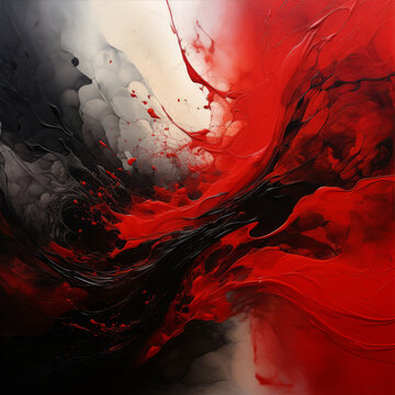 Abstract black and red smokey watercolor waves background