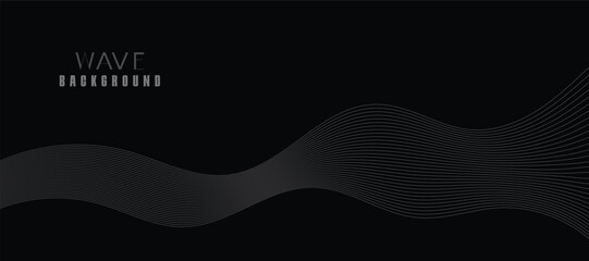 Black Vector Background design with Wavy Lines