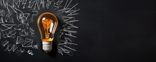 light bulb on blackboard