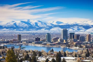 Deurstickers A view of Reno's skyline in Nevada. Generative AI © Fianna