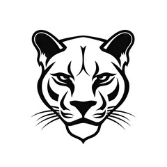 Cougar Head Icon, Minimal Puma Portrait, Cougar Logo, Panther Silhouette, Mountain Lion Icon - obrazy, fototapety, plakaty