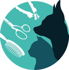 Dog and cat grooming salon. Pet grooming symbol