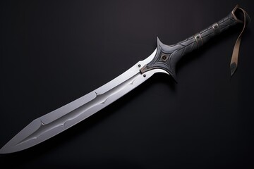 Digital illustration of adorned medieval knife, antique style. Generative AI