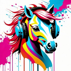 Obraz premium bright abstract image of a pony with glasses created with generative AI software