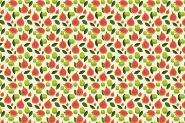 guava tropical fruit seamless pattern