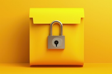 File folder with padlock, yellow background. Generative AI