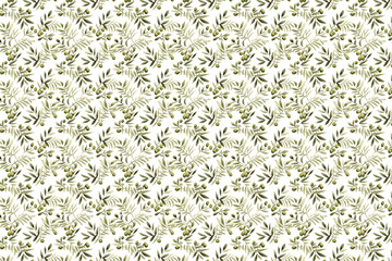 green olives on branch seamless pattern for fabric or kitchen textile