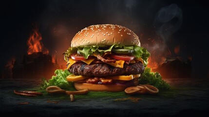 Fototapeta na wymiar burger in the night