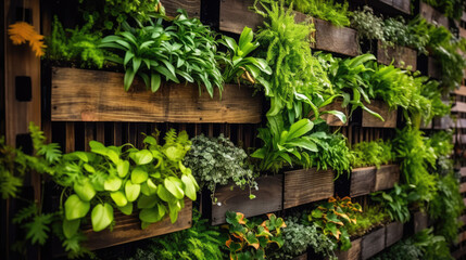 Fototapeta na wymiar A hanging garden decorated with green plants