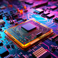 Fototapeta na wymiar Computer chip, processor chip, AI chip, technology of the future represented as a computer chip, computer science, processing power, processor